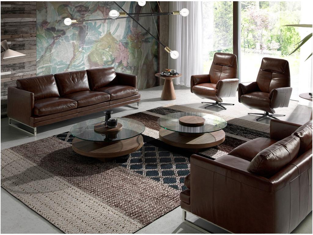 Zensova swivel armchair in leather with folding backrest mechanism - Zensova Mink Leather Color UPSC72226