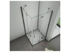 Hinged shower enclosure 90x80x185cm in 6mm tempered glass with anti-limescale coating, pivoting shower door with small fixed corner bar PNLA13773