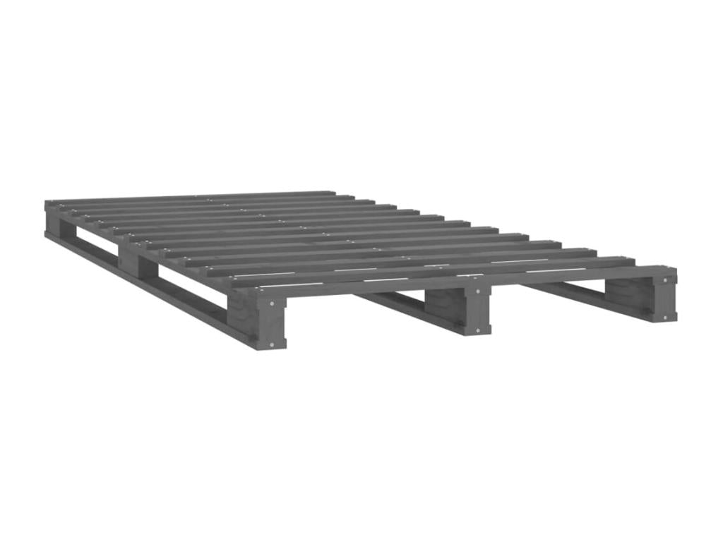 Grey pallet bed 100x200 cm solid pine wood HEJW58637
