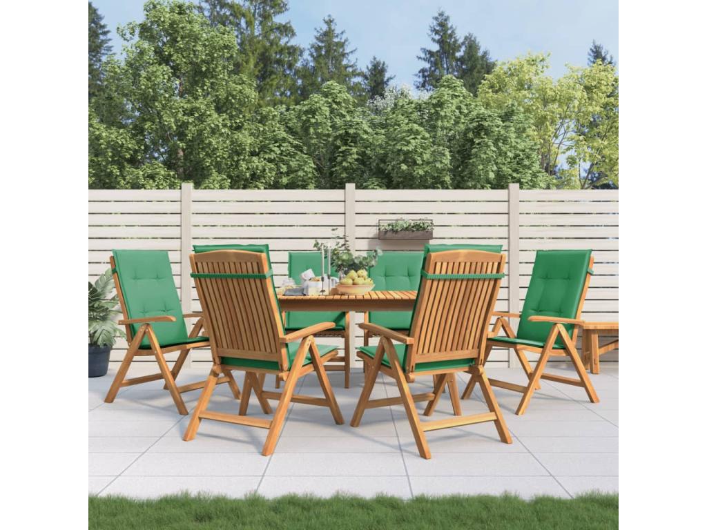 Reclining garden chairs and cushions, set of 6, teak wood OKPL35281