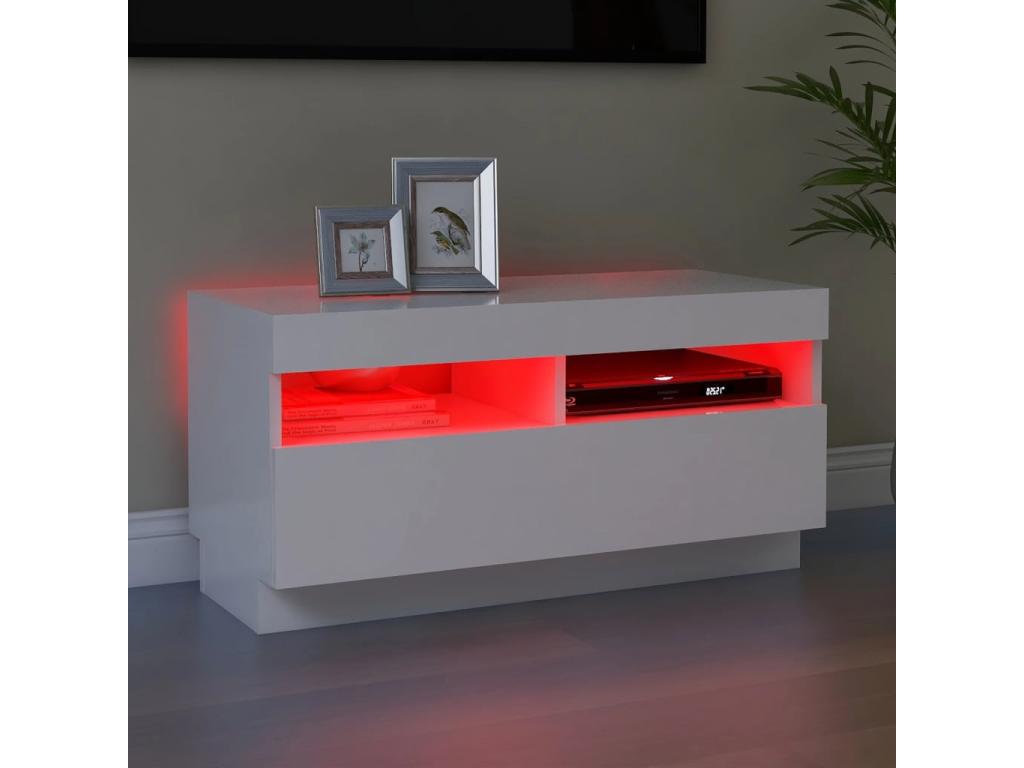 TV stand with Zensova LED white 80x35x40 cm PLRD15788