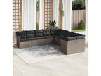 10-piece garden furniture set with cushions, grey woven resin BWGX68696