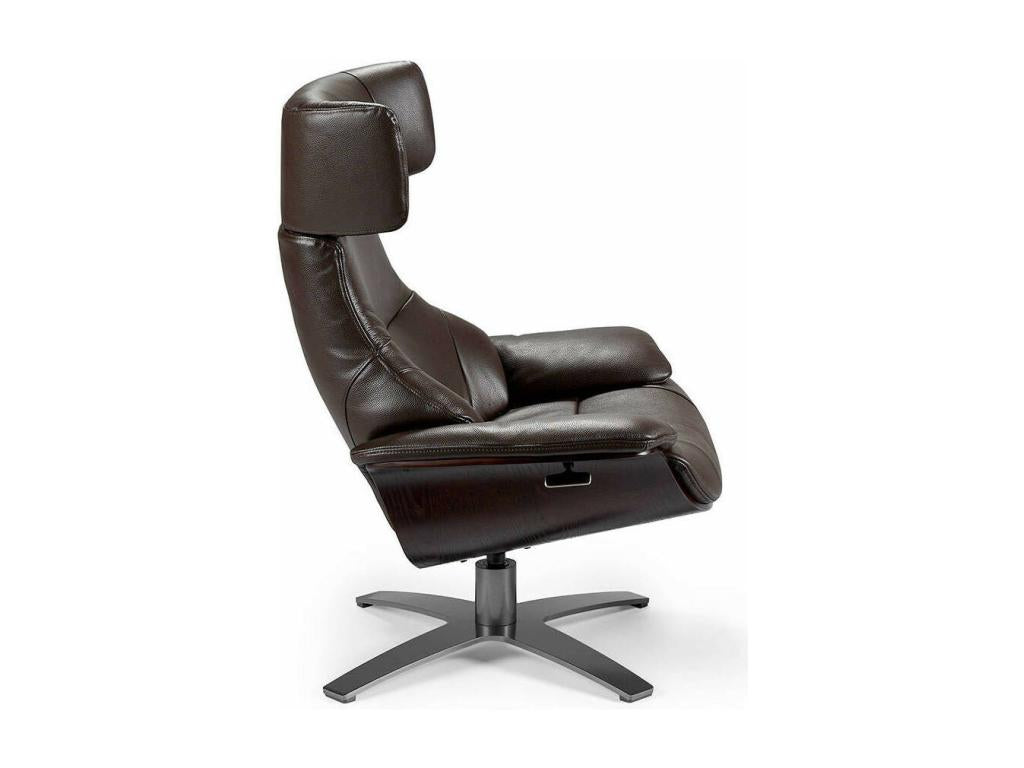 Zensova swivel armchair in leather with folding backrest mechanism - Zensova Mink Leather Color UPSC72226
