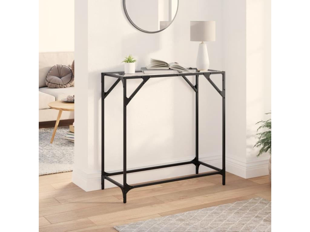Console table with transparent glass top, 80x35x81cm, steel, RGXR93580