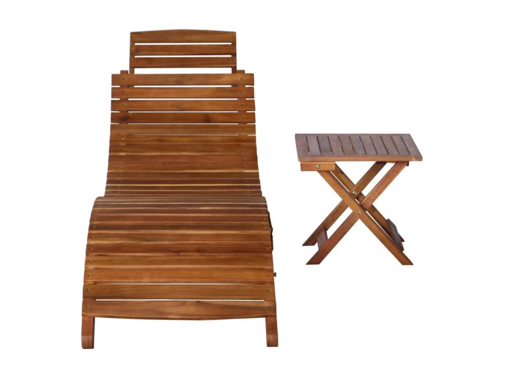 Brown wooden sun lounger/deckchair 184x55x64 cm 02 0012602 WALD38321