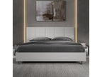 Elariva QEJP21758 White Faux Leather Upholstered Bed with Slatted Base 180x200
