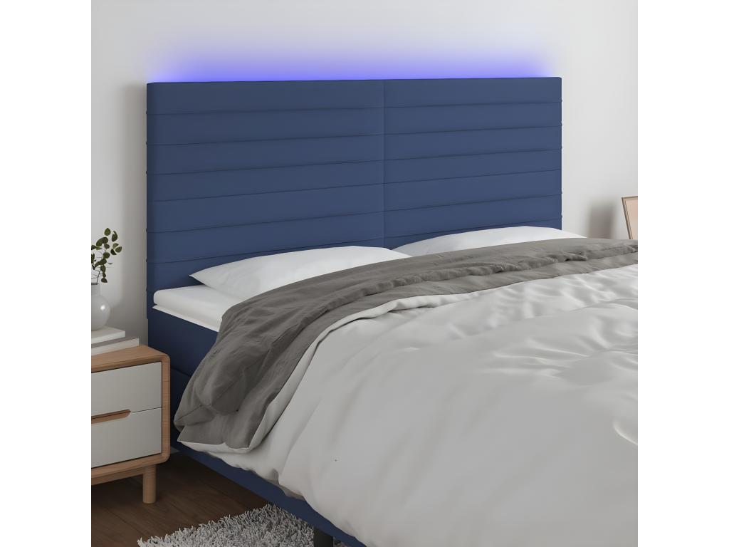 Blue LED Headboard 160x5x118/128 cm Fabric WQHK30233