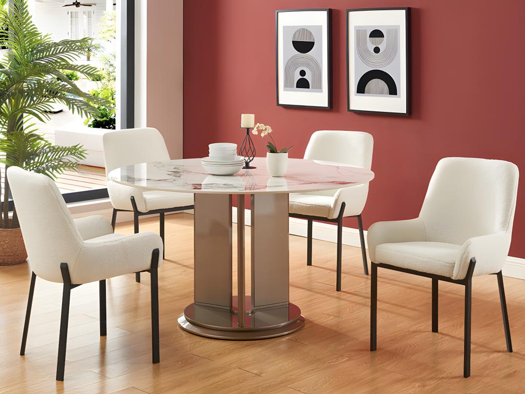 Set of 2 chairs with armrests in Zensova and metal - White - Zensova YNRR05408