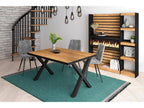 Dining table for 6 people, 140cm, Robust, stable structure, solid legs, Oak and black, LHDT53152