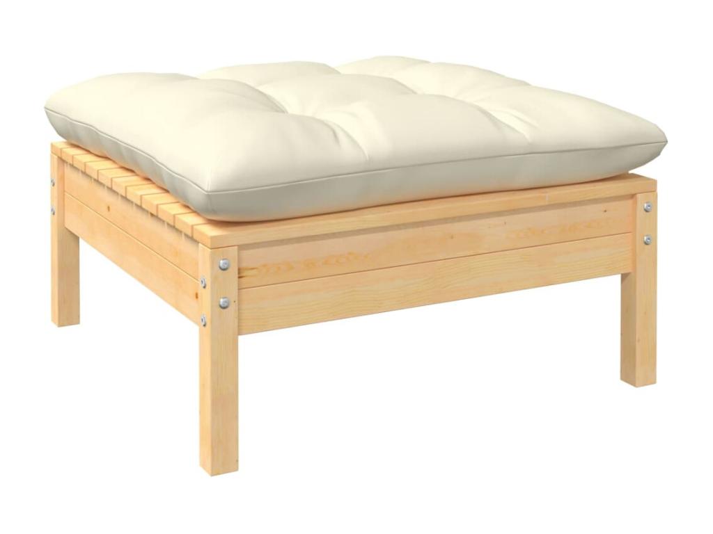 7-piece garden furniture set with cream cushions, pine wood, UCAM92100