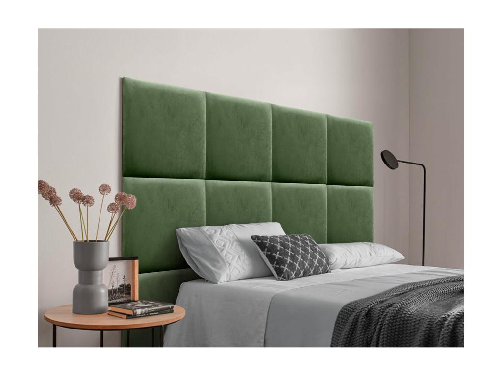 Elariva Upholstered Headboard in High-Quality Velvet, Elariva Interior, Composed of Interchangeable Self-Adhesive Panels for Bedroom, Green, 180 cm, YIMV56450