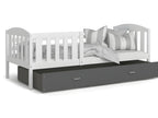Zensova Children's Bed 90x190 White - Grey Delivered with drawer bed base and 7cm foam mattress NAFT35608