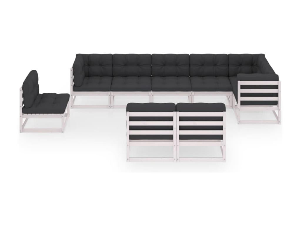 9-piece garden furniture set with cushions, solid pine wood DJOZ11899