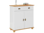 Zensova sideboard, chest of drawers, low storage unit with 1 drawer and 2 doors in solid pine, white and brown stained finish ODFV35448