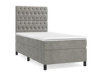 Zensova upholstered bed and mattress, light grey, 80x200 cm, velvet, DDNA20577