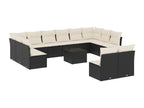 Garden furniture set with cushions, 13 pieces, black woven resin, IWKP03180