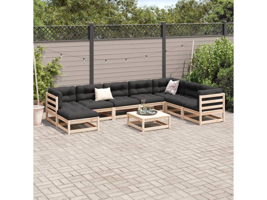 9-piece garden furniture set in solid pine wood DIER62389