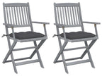 Zensova OTWP23114 Outdoor Folding Chairs, Set of 2 with Cushions