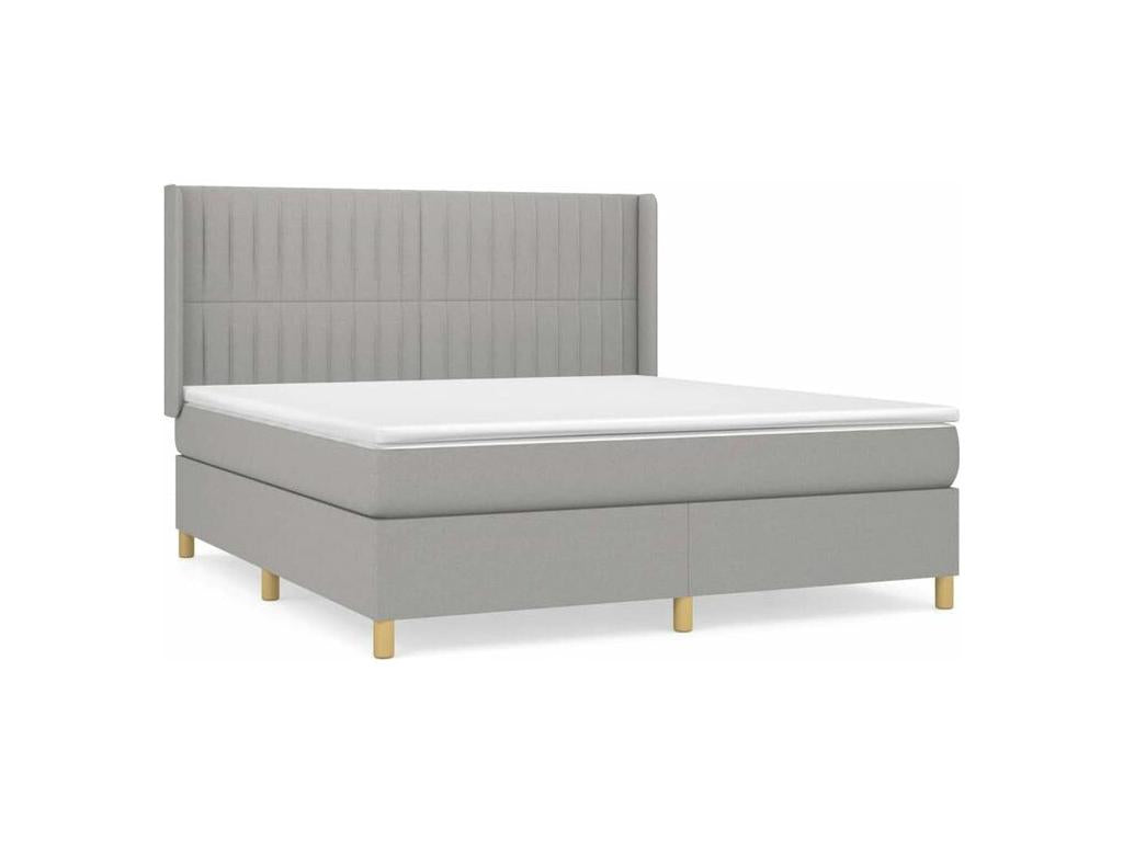 Bed base with mattress, light grey, 160x200 cm, fabric VGYF14190