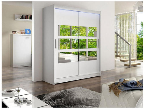 Zensova 157 White Wardrobe 200x150x58cm Sliding Wardrobe Doors VMXR47295