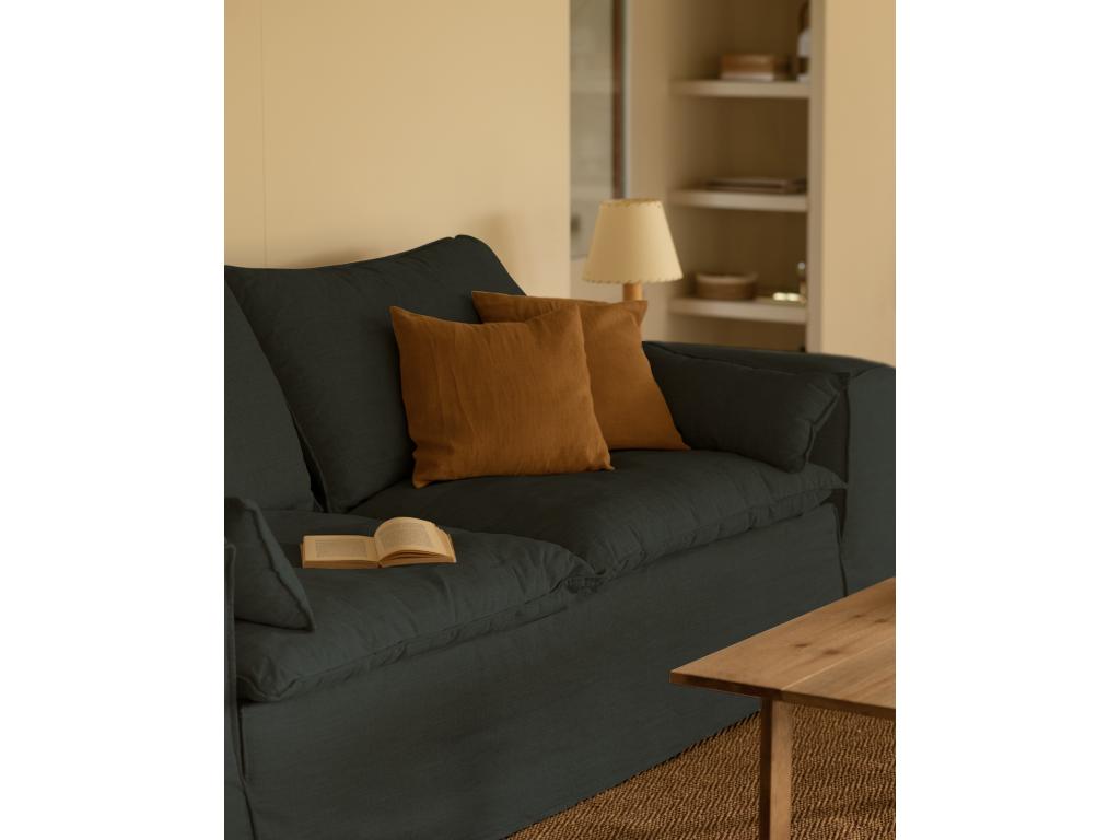 3/4 seater sofa in removable blue linen cover CWHG42824