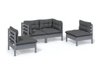 4-piece garden furniture set with cushions, solid pine wood CHZP76524