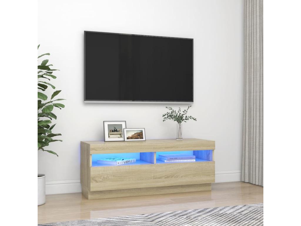 Zensova TV stand with LED lighting, oak finish, 100x35x40 cm, IMLI84827