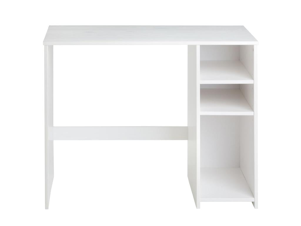 Desk with storage unit with 2 height-adjustable shelves in solid pine with white stain finish MTVK19814