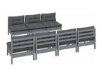 8-piece garden furniture set with cushions, anthracite pine wood OWEY27275
