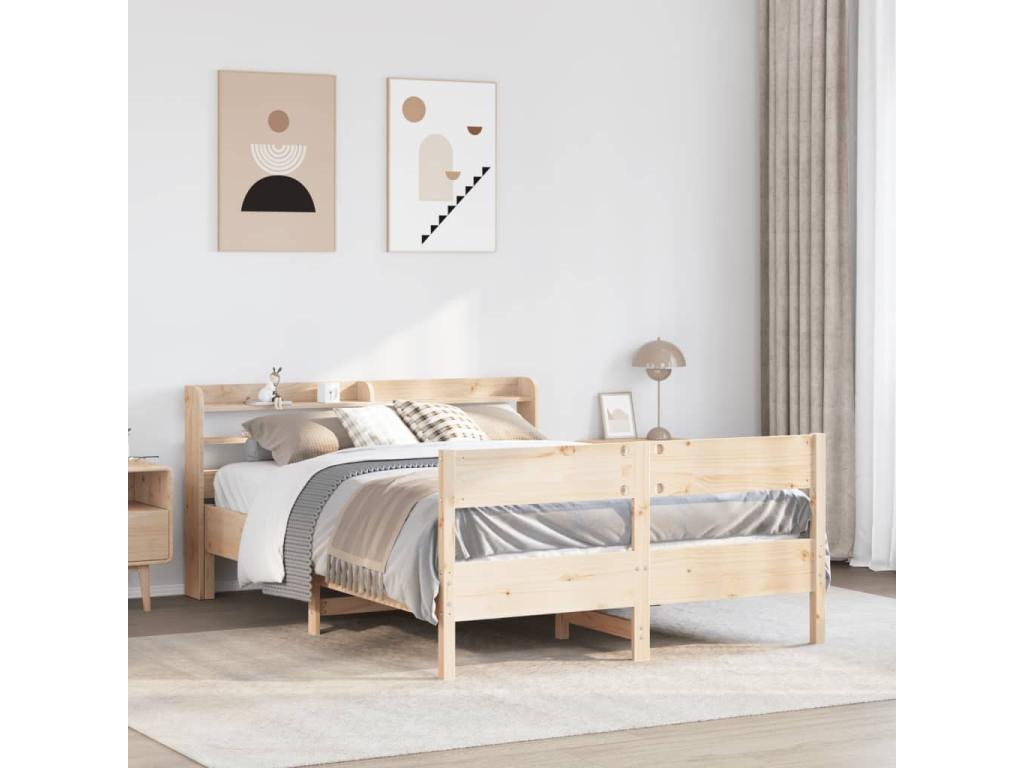 Bed frame without mattress 140x200 cm solid pine wood IYCK75111