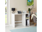 Desk with storage unit with 2 height-adjustable shelves in solid pine with white stain finish MTVK19814