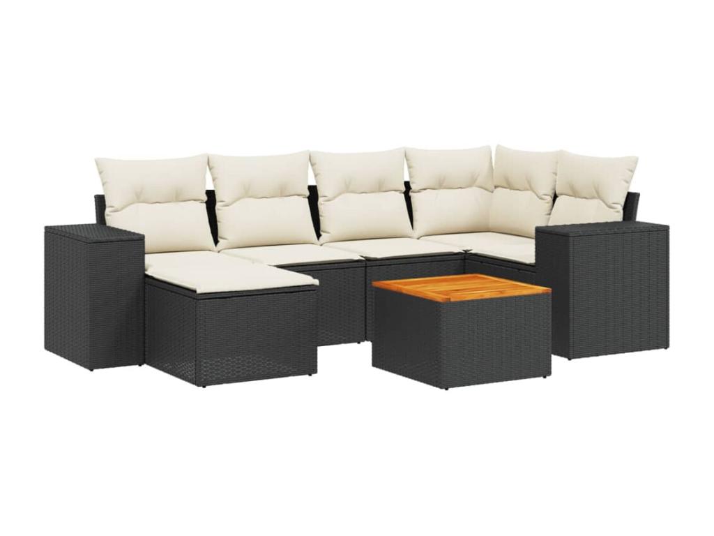7-piece garden furniture set with cushions, Zensova woven resin ZFLB97907
