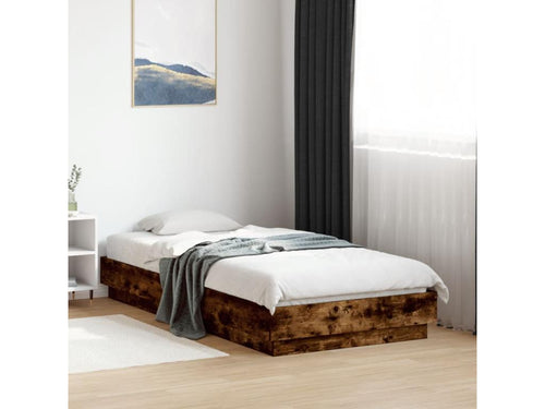 Smoked oak bed frame 75x190 cm engineered wood RHSD50006