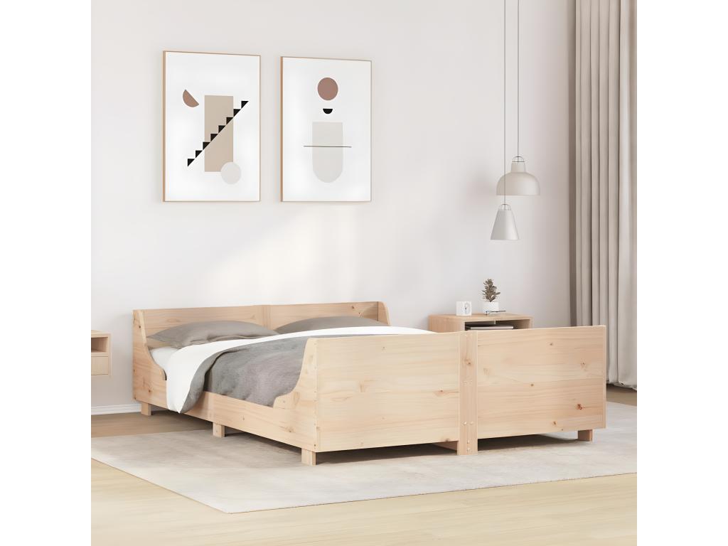 Bed frame with headboard 140x200 cm solid pine wood ZJFD06453