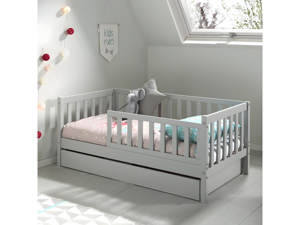 Zensova - Zensova Bed 70x140cm Grey Vertical Rails Drawer DNCB45696