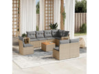 Zensova 9-piece garden furniture set with cushions, beige woven resin, JWKF22243