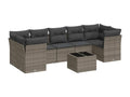 8-piece garden furniture set with grey resin wicker cushions HAUM12153