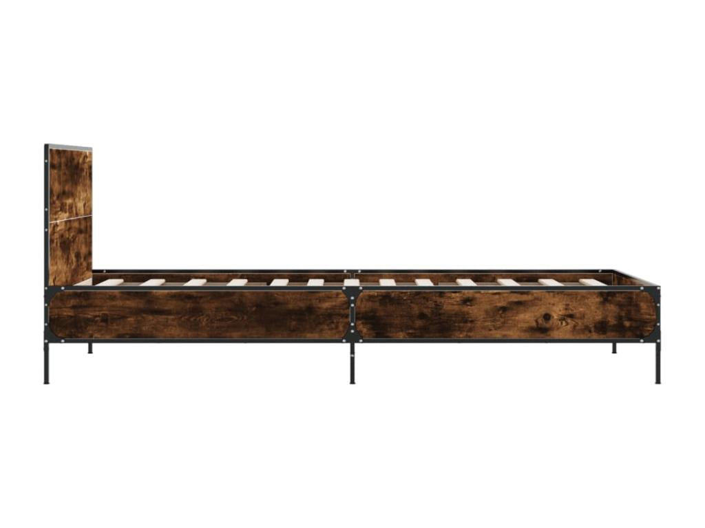 Smoked oak bed frame 75x190 cm engineered wood and metal MXBS13877