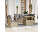 6-piece garden furniture set with cushions, beige woven resin CQGC71724