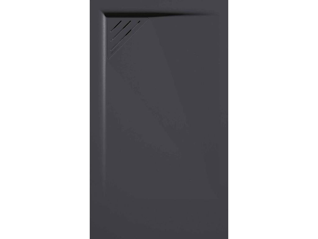 Anthracite shower tray with smooth finish and colored grid - 140x90 cm FSOB92747
