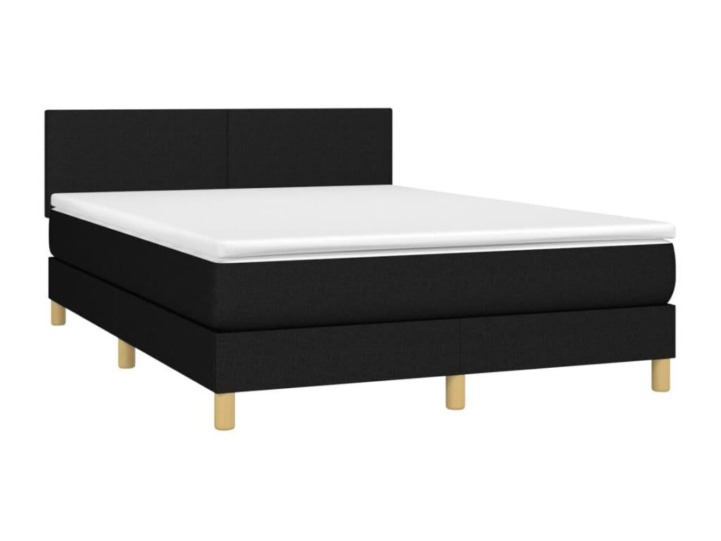 Upholstered bed base with mattress and LED lighting, black, 140x190 cm, fabric CHLC12543