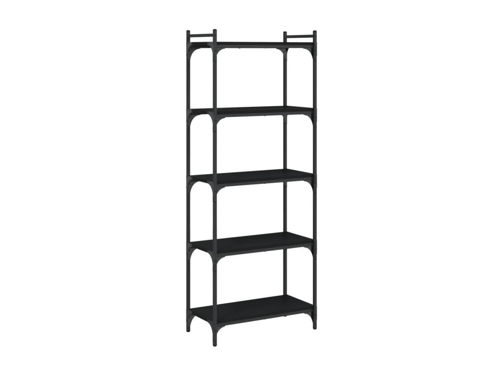 5-tier black bookcase, 60x30x154 cm, engineered wood, LCOX50372
