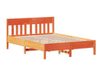 Bed frame without mattress, brown wax finish, 160x200cm, solid pine wood, ERLF66670