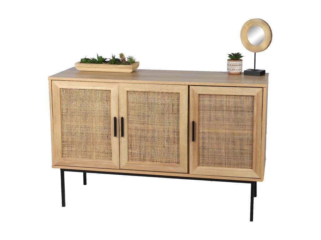 Three-door sideboard in rustic style, light oak finish, dimensions 120x39x75 cm – Elariva Collection ALNJ29399