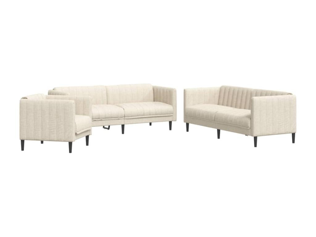 3-piece cream fabric sofa set NRVI92770