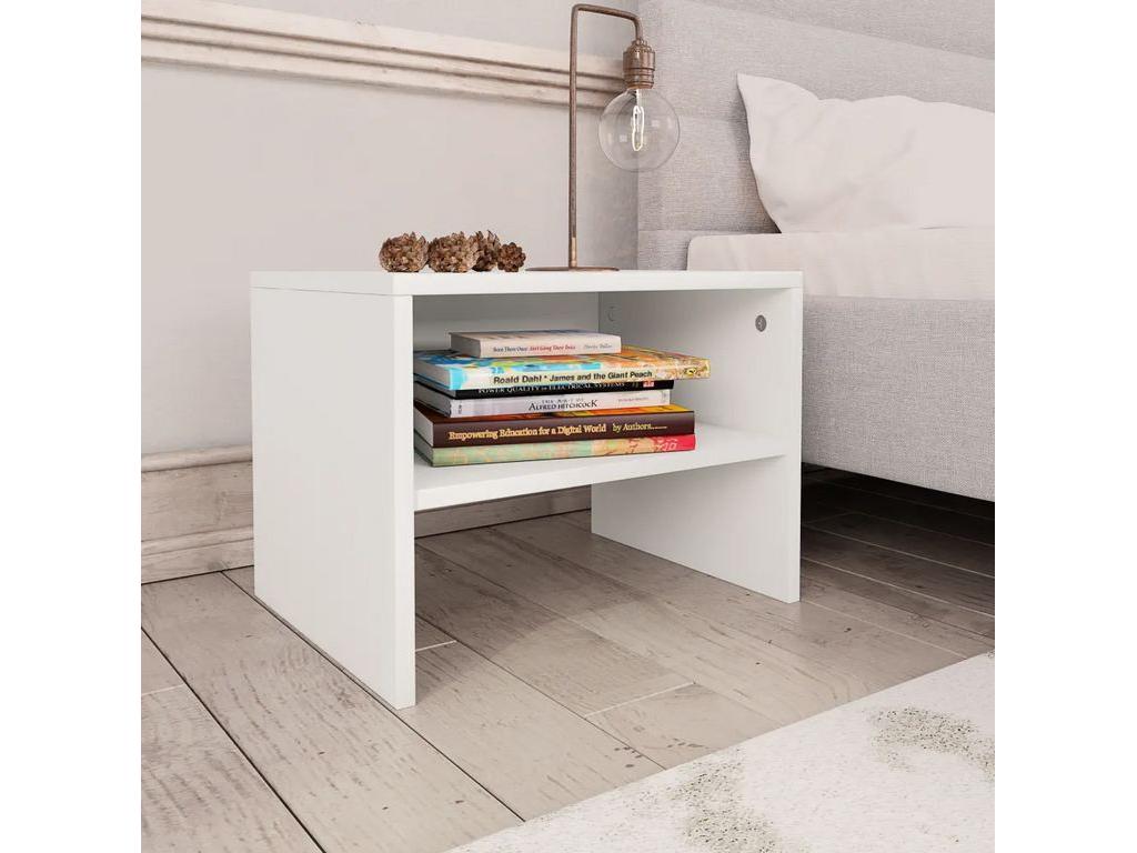 Elariva SXWL80377 White Wooden Bedside Table