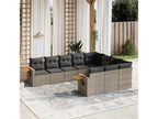 Garden furniture set with cushions, 10 pieces, grey woven resin, ZUBO89141