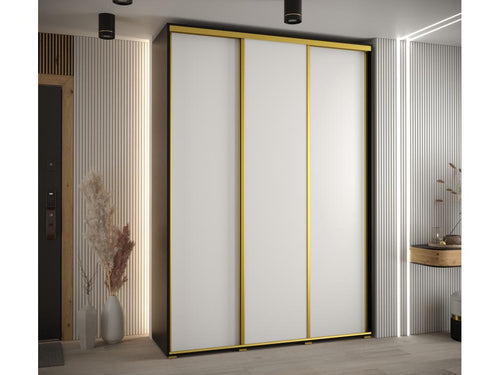 1 Sliding Door Wardrobe 235.2/180/60 3 Doors Black/White/Gold SQPR93290