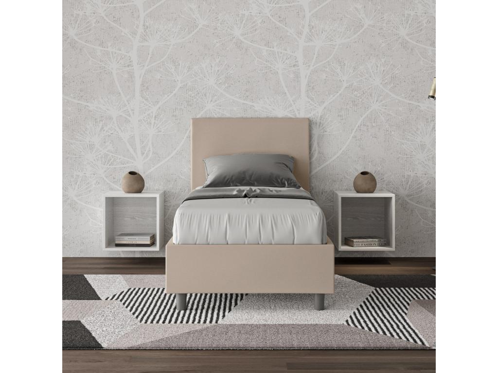 Upholstered bed in dove grey faux leather, Zensova, without Zensova cover, 80x200 HFTE16514