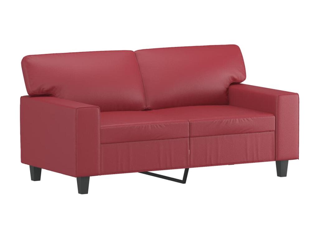 3-piece sofa set and cushions in burgundy red faux leather QBEA21858